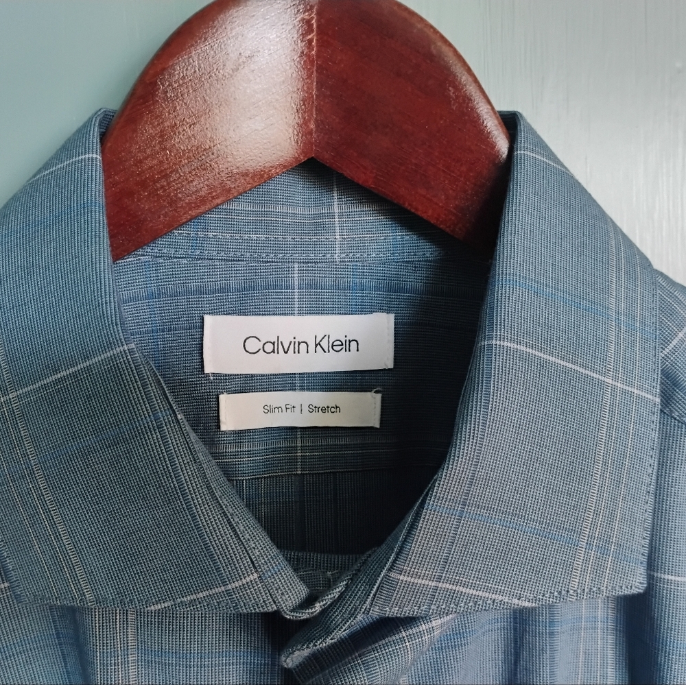 Calvin Klein Blue Plaid Men's Shirt